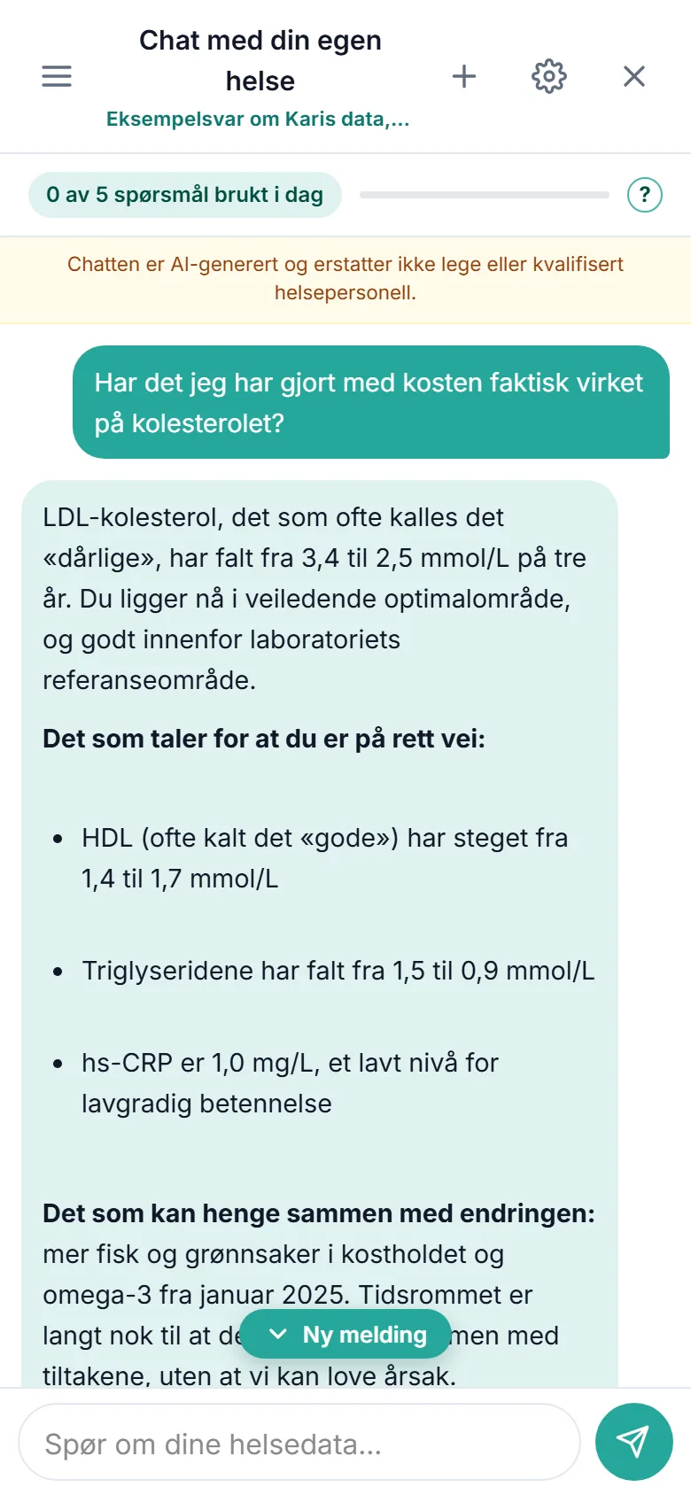 Chat med din egen helse på mobil